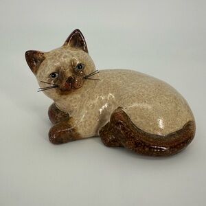 Ceramic Cat Figurine Siamese Cat Lady Cottage Core Decoration Home Decor